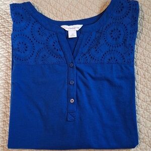 Liz Claiborne Cobalt Blue Button Blouse